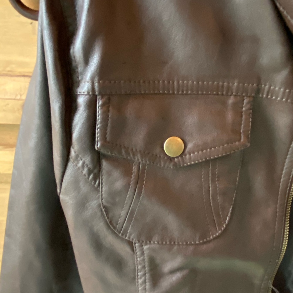 Faux Brown Leather jacket - Picture 3 of 4